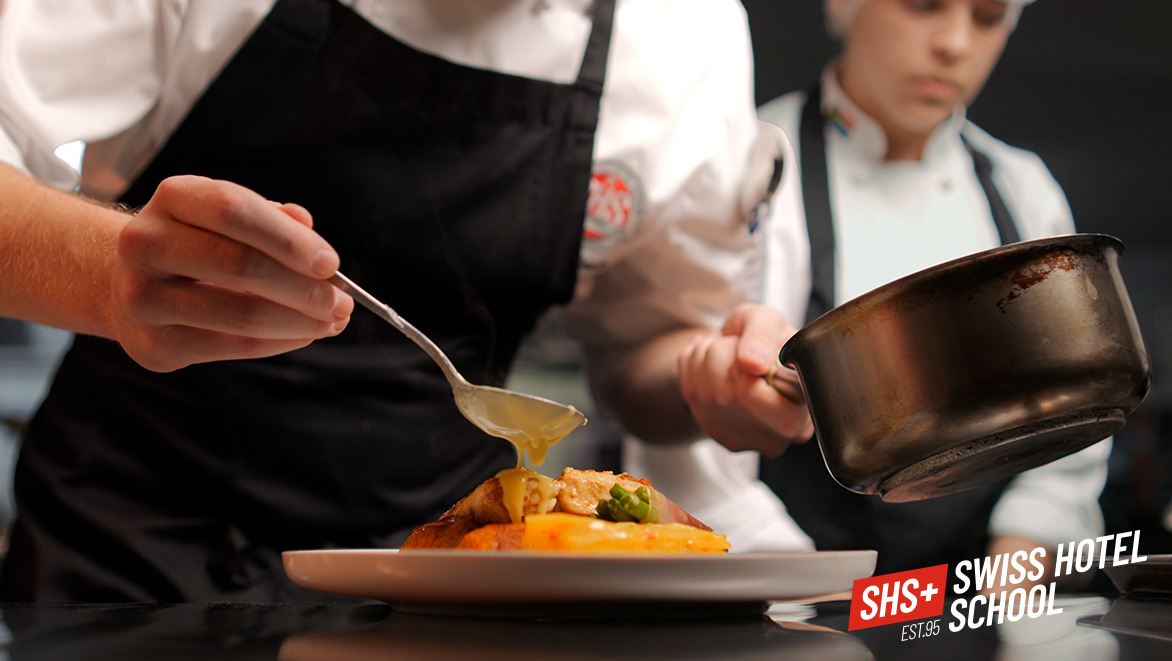 Institute of Culinary Arts video: a chef plating a dish